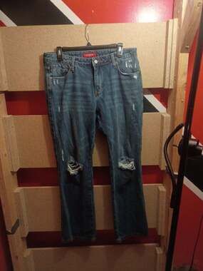 Guess Distressed Straight Jeans 29x30 Blue Cotton